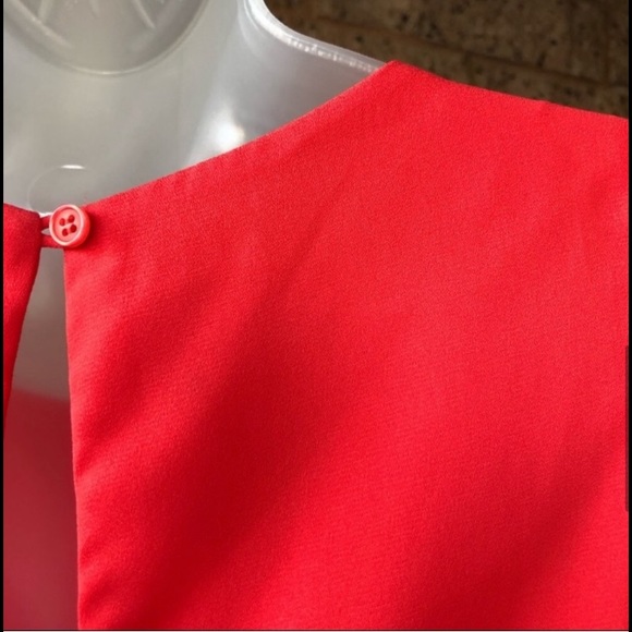 Sans Souci Sleeveless Chiffon Red Shift Dress | S - Picture 4 of 7